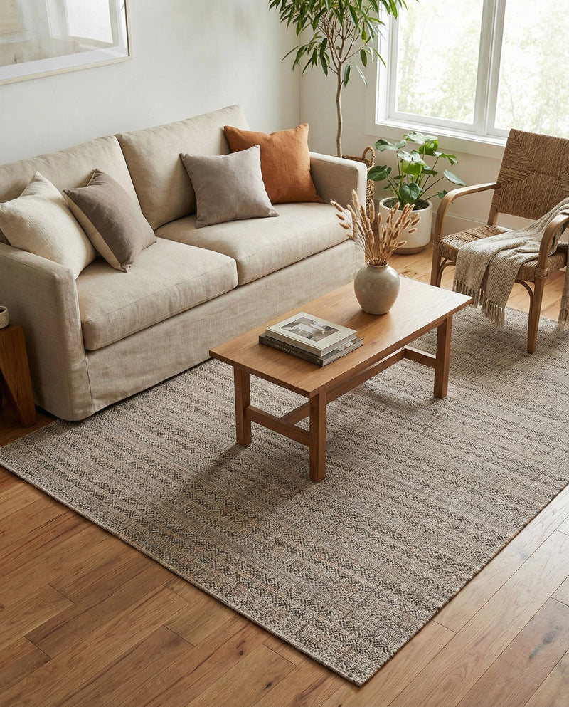 Seaside Stripes Collection Area Rug -  Boardwalk (Natural) Rectangle Natural  lifestyle 29