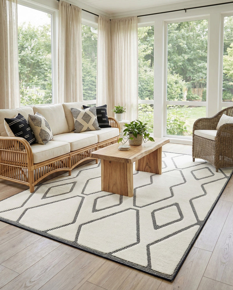 Monochrome Collection Area Rug -  Glacier Rectangle Ivory White  lifestyle 12
