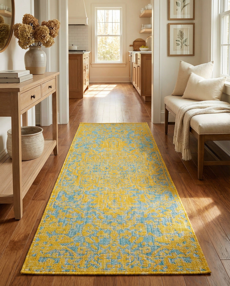 Urban Oasis Rugs Collection Area Rug -  Penthouse (Yellow and Aqua) Runner Yellow and Aqua  lifestyle 57