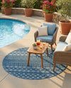 Garden Lattice Charm Collection Area Rug -  Pergola (Navy Blue) Round Navy Blue  lifestyle 39