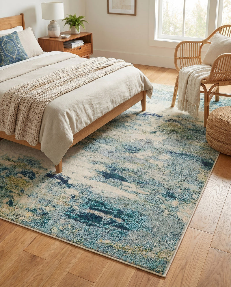 Chromatic Oasis Collection Area Rug -  Serene Rectangle Light Blue  lifestyle 22