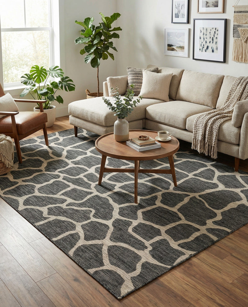 Savannah Escape Collection Area Rug -  Rainforest Rectangle Charcoal Gray  lifestyle 51