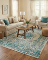 Patio Heritage Collection Area Rug -  Lafayette (Aqua) Rectangle Aqua  lifestyle 28