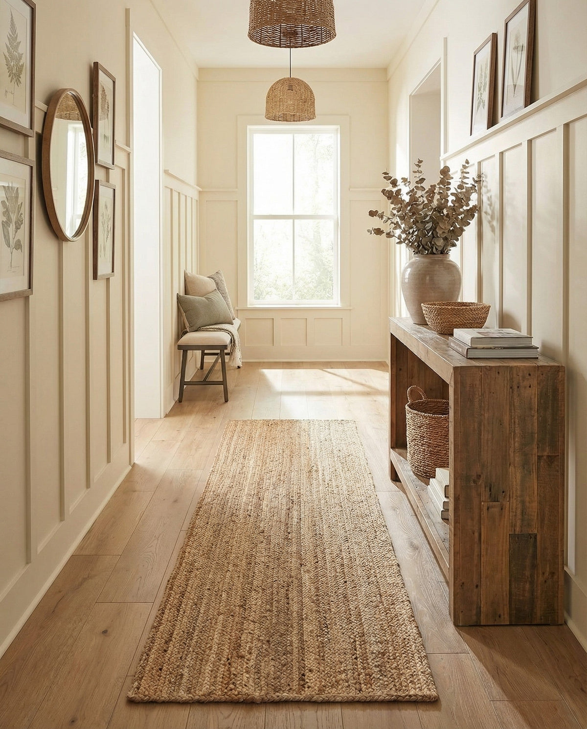 Woven Seaside Jute Collection Area Rug - Savannah (Natural) Runner Natural  lifestyle 104