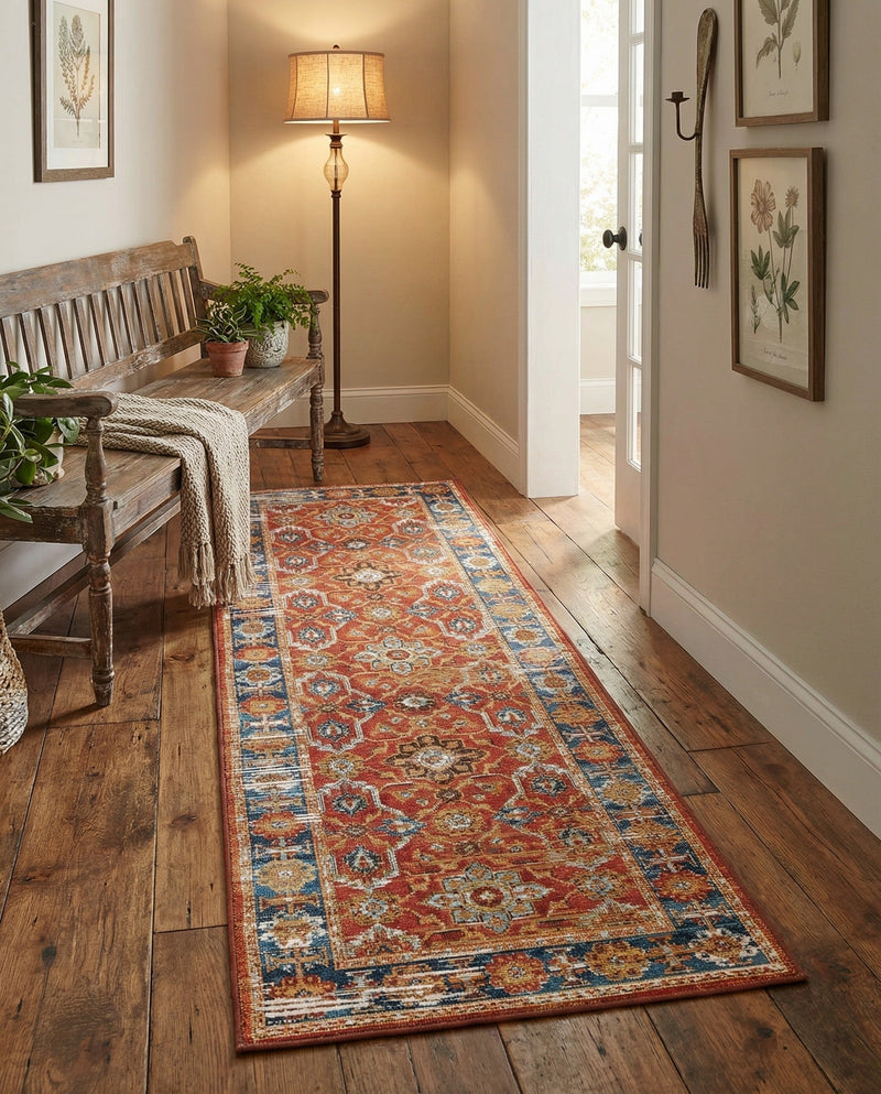 Patio Heritage Collection Area Rug -  Eden Runner Antique Red  lifestyle 64