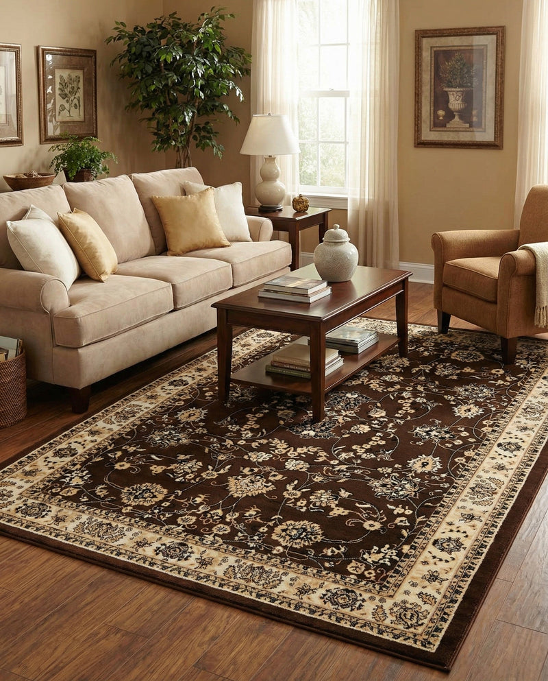 Isfahan Elegance Collection Area Rug - Naghsh-e Jahan (Brown) Rectangle Brown  lifestyle 16