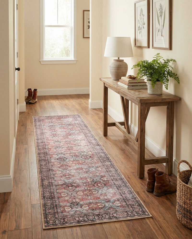Heritage Elegance Collection Area Rug -  Hampton Runner Antique Red  lifestyle 26