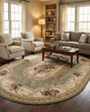 Versailles Elegance Collection Area Rug -  Louveciennes (Green) Oval Green  lifestyle 45