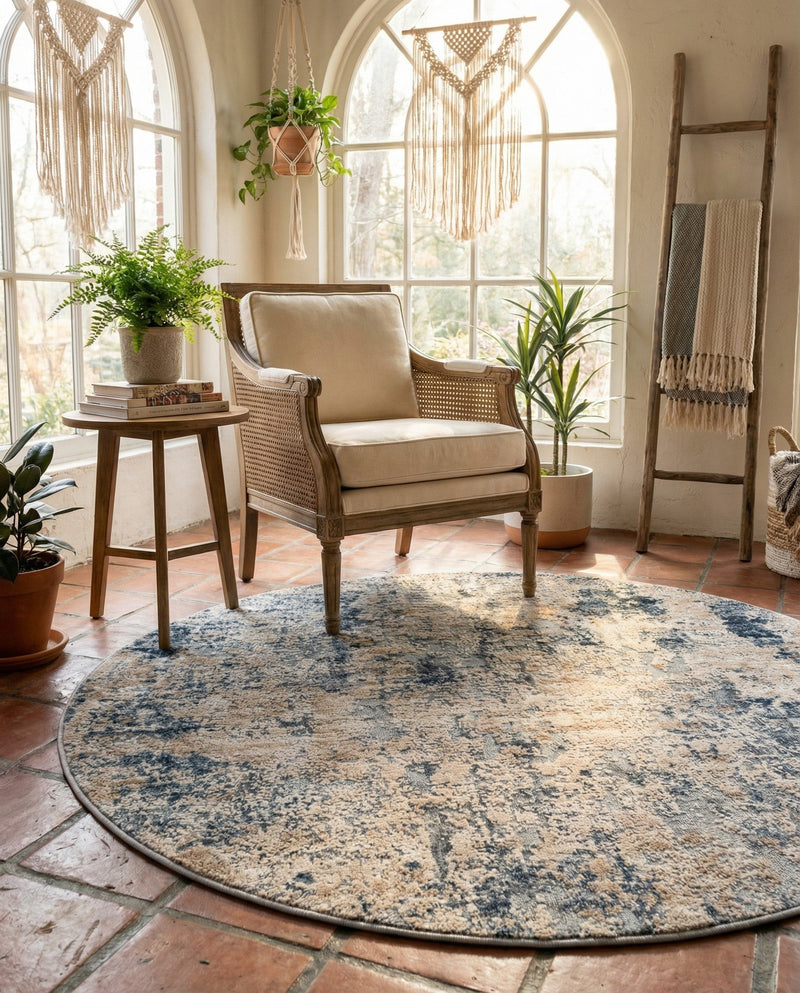 Aegean Elegance Collection Area Rug - Mykonos Round Cream  lifestyle 31