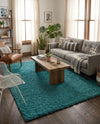Plush Oasis Collection Area Rug - Serenity (Deep Aqua Blue) Rectangle Deep Aqua Blue  lifestyle 5