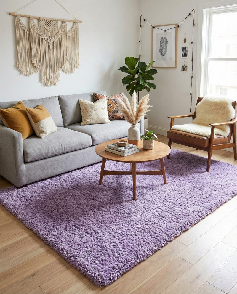 Plush Oasis Collection Area Rug - Serenity (Lilac) Rectangle Lilac  lifestyle 11