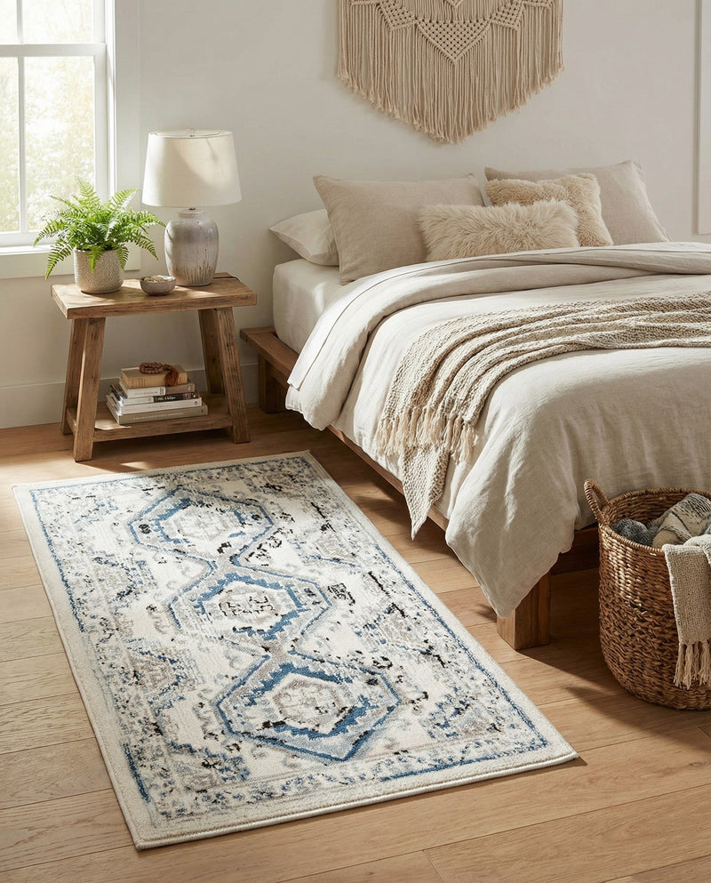 Savannah Elegance Collection Area Rug -  Tybee (Ivory Aqua) Rectangle Ivory Aqua  lifestyle 5