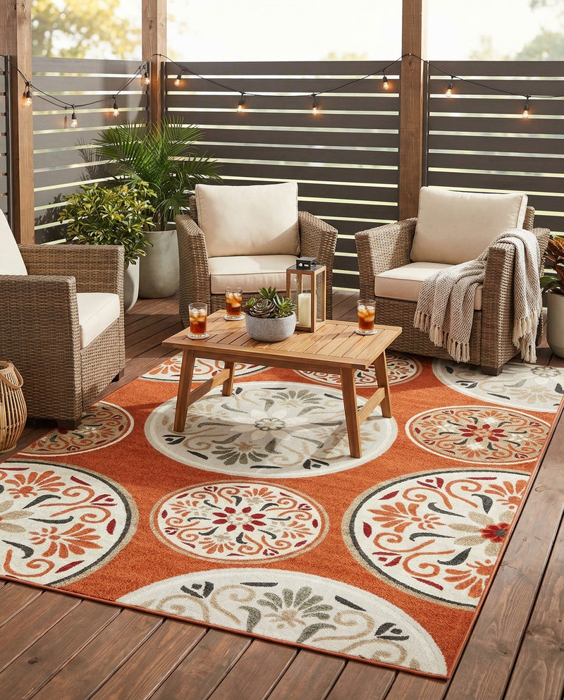 Urban Terrace Collection Area Rug -  Deck Rectangle Terracotta  lifestyle 11
