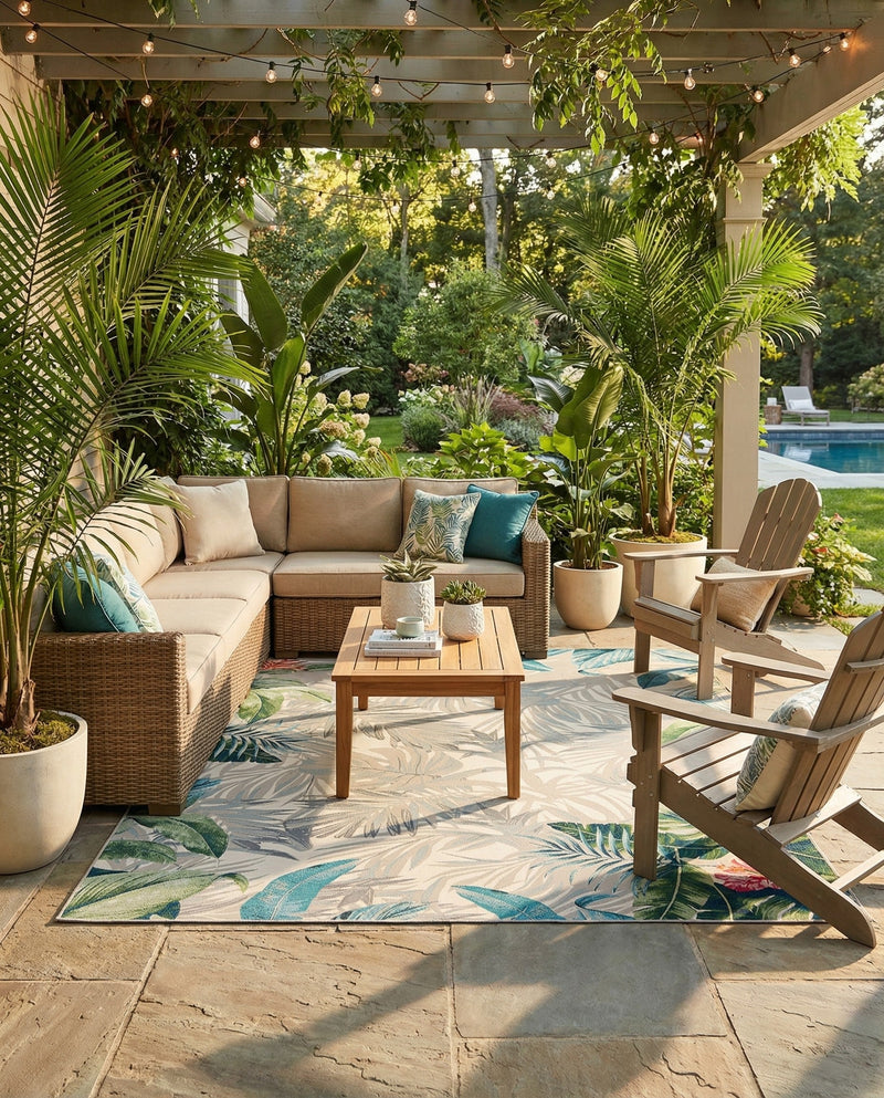 Seaside Blooms Collection Area Rug -  Paradise Rectangle Multi  lifestyle 11