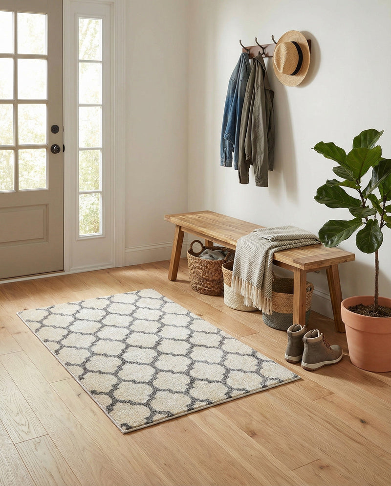 Lattice Gardens Collection Area Rug -  Bloomfield (Beige and Gray) Rectangle Beige and Gray  lifestyle 22