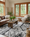 Cascade Range Collection Area Rug - Hood (Black and White) Rectangle Black and White  lifestyle 4