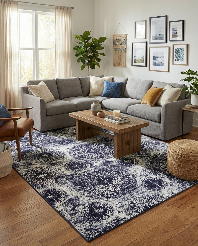 Riviera Elegance Collection Area Rug -  Monaco (Navy Blue) Rectangle Navy Blue  lifestyle 27