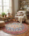 Heritage Elegance Collection Area Rug -  Hearst Round Navy Blue  lifestyle 30
