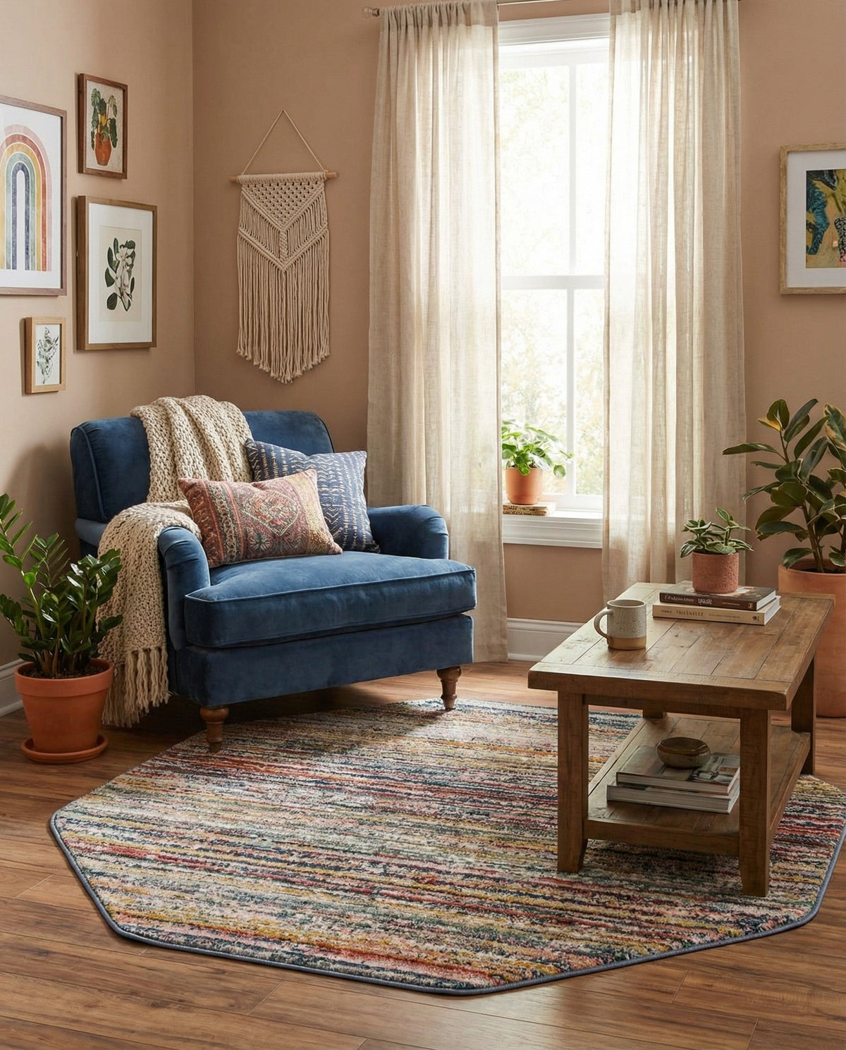Jewel Oasis Collection Area Rug - Sapphire (Multi) Octagon Multi  lifestyle 64