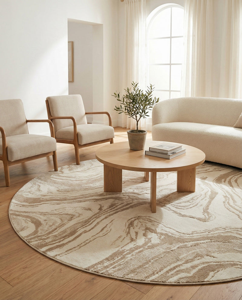 Coastal Haven Collection Area Rug -  Nautilus Round Ivory  lifestyle 44