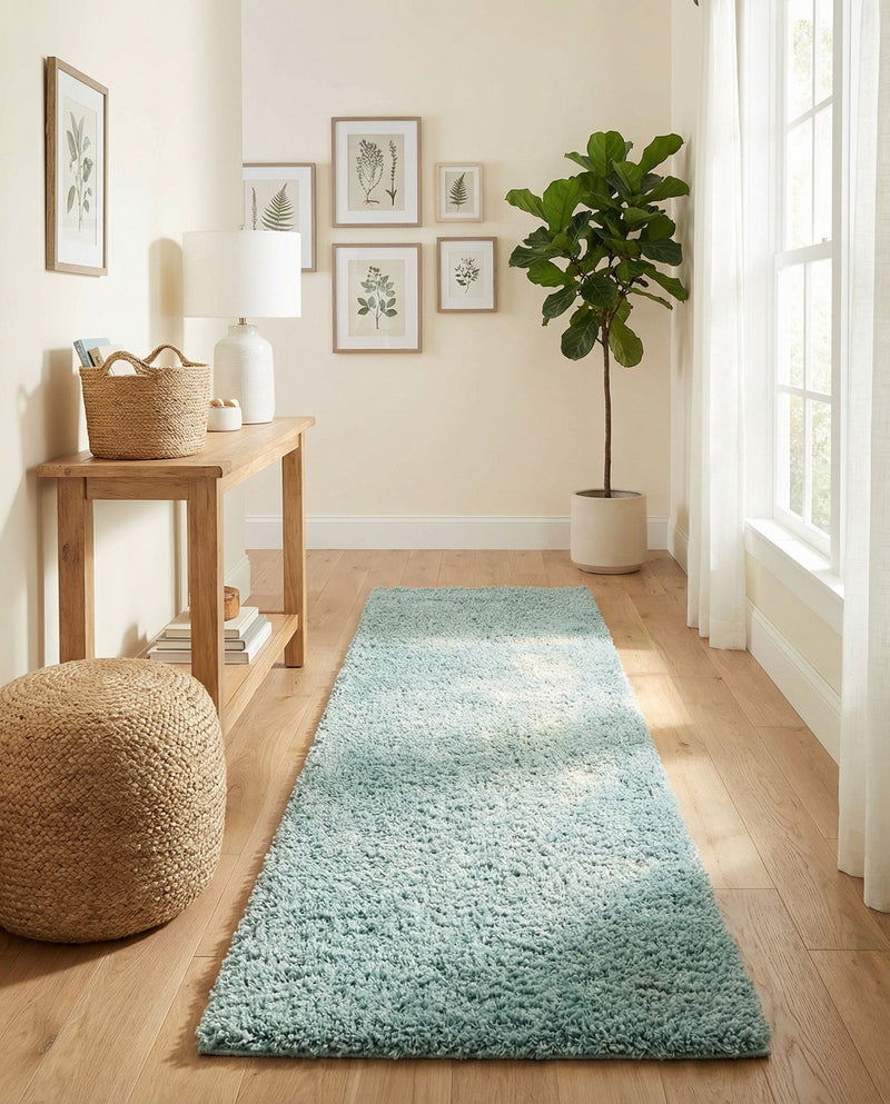 Plush Oasis Collection Area Rug - Serenity (Light Slate Blue) Runner Light Slate Blue  lifestyle 79