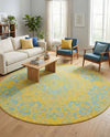 Urban Oasis Rugs Collection Area Rug -  Penthouse (Yellow and Aqua) Round Yellow and Aqua  lifestyle 44