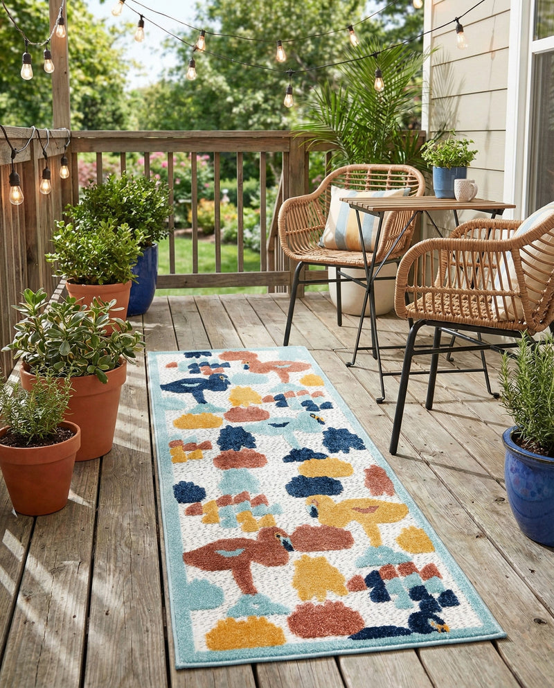 Caribbean Terrace Collection Area Rug -  StLucia Runner White  lifestyle 53