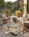 Urban Terrace Collection Area Rug -  Horizon Round Multi  lifestyle 74