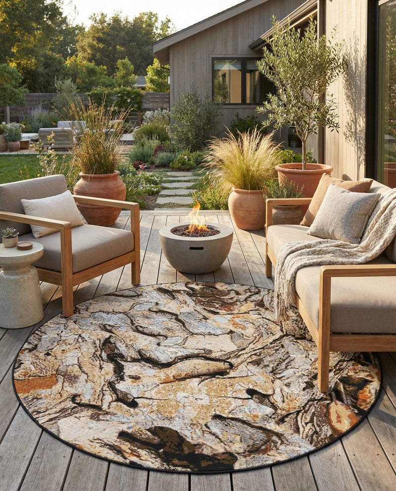Urban Terrace Collection Area Rug -  Horizon Round Multi  lifestyle 74