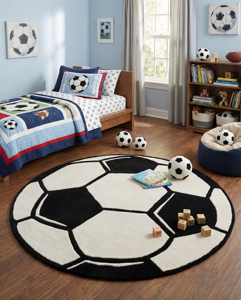 Whimsy Wonders Wool Collection Area Rug -  Volcano Round Black and White  lifestyle 7