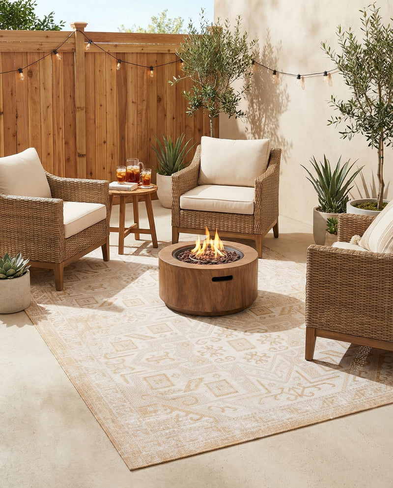 Tribal Terrace Treasures Collection Area Rug - Mayan Marina (Natural) Rectangle Natural  lifestyle 19