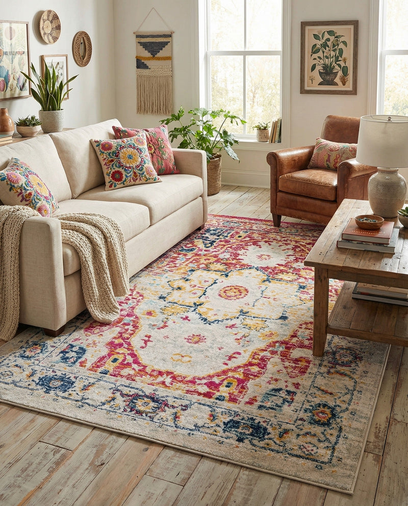 Parisian Elegance Collection Area Rug - Versailles (Pink Gray) Rectangle Pink Gray  lifestyle 25