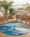 Urban Terrace Collection Area Rug - Veranda Round Blue  lifestyle 57
