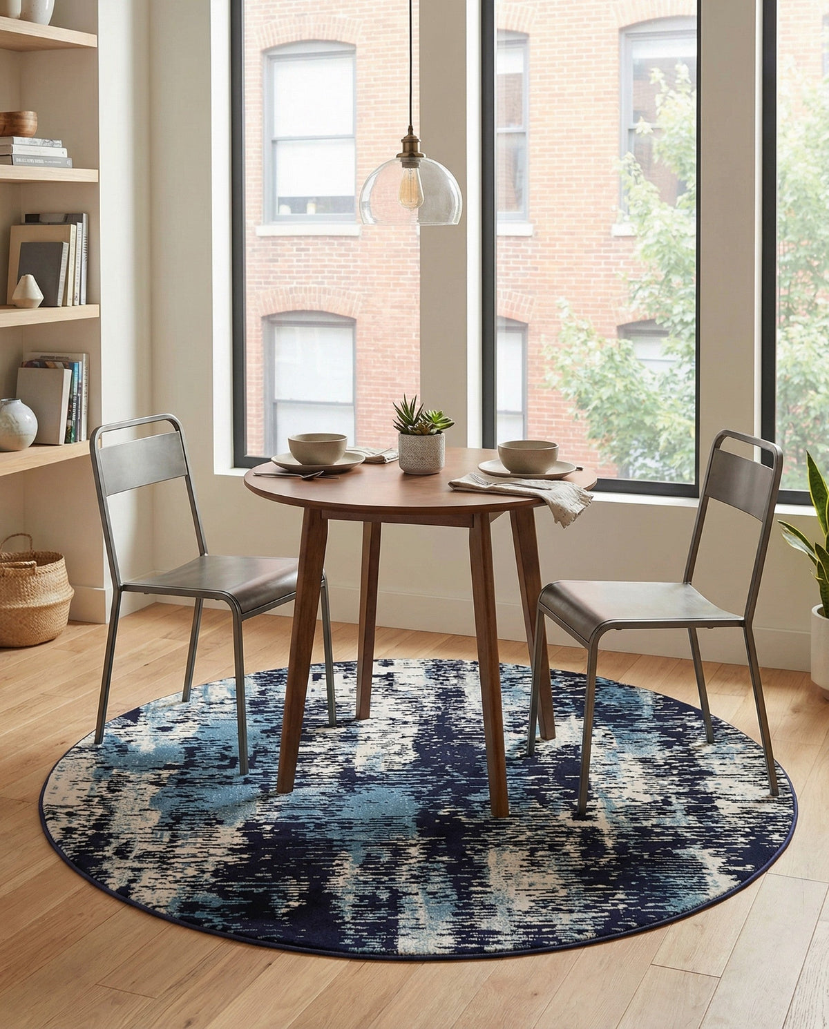 Coastal Haven Collection Area Rug -  Pelican Round Navy Blue  lifestyle 106