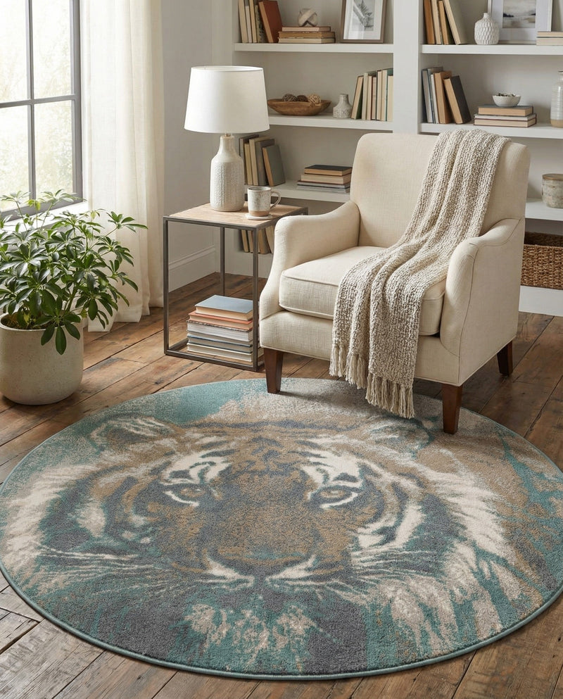 Savannah Sojourn Collection Area Rug -  Okavango Round Multi  lifestyle 60