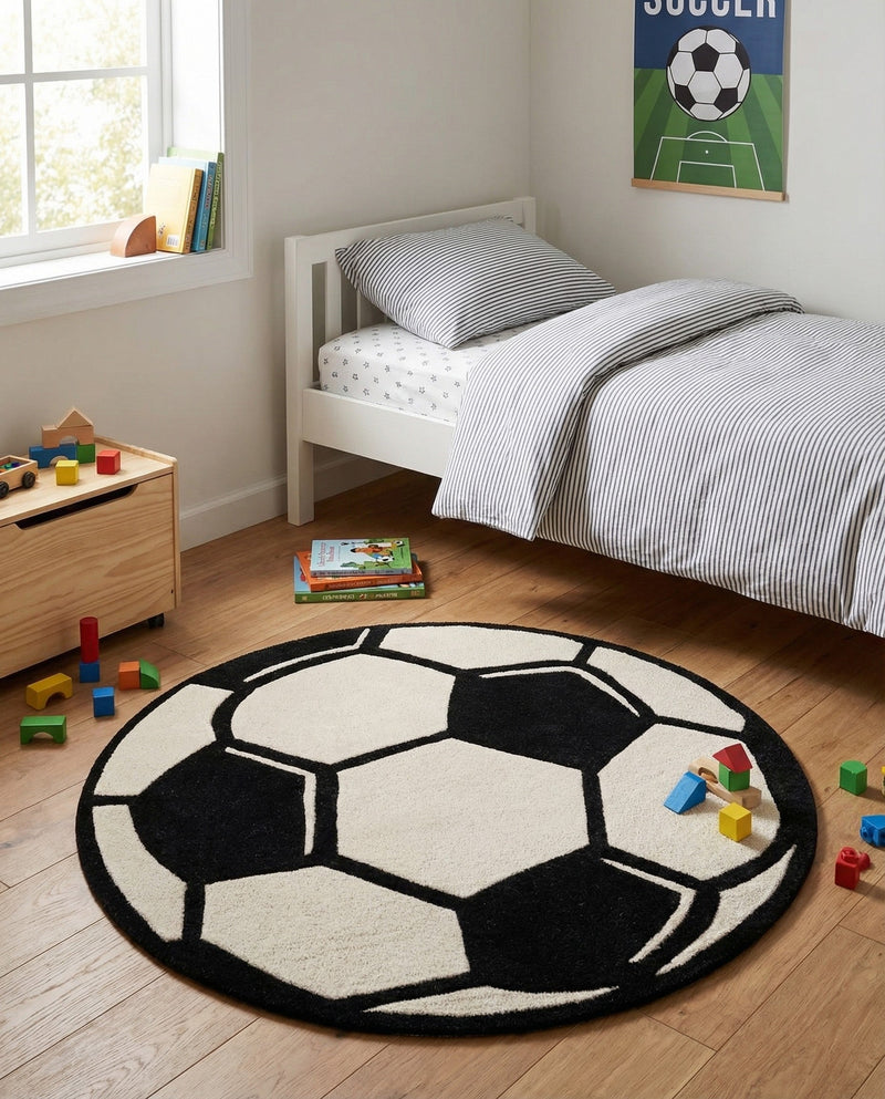 Whimsy Wonders Wool Collection Area Rug -  Volcano Round Black and White  lifestyle 8