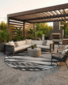 Urban Terrace Collection Area Rug -  Queens Round Black and White  lifestyle 79