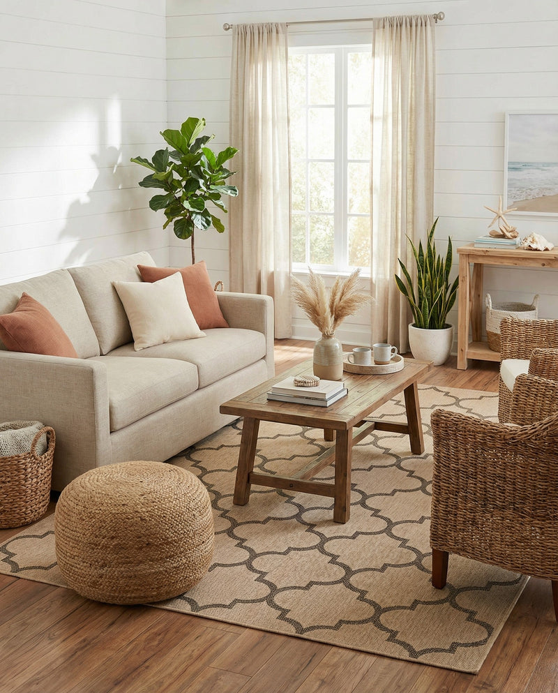 Sahara Sands Collection Area Rug -  Dahshur Rectangle Natural  lifestyle 8