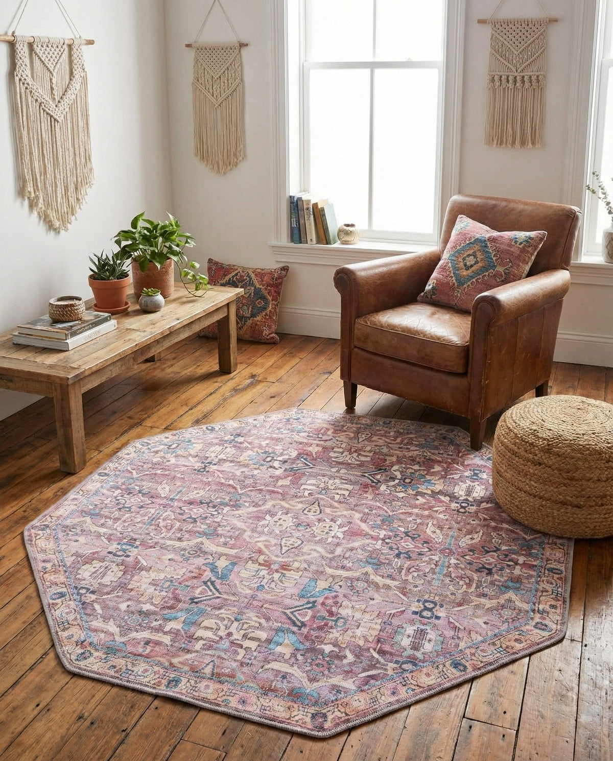 Vintage Memories Collection Area Rug -  Memories Octagon Pink  lifestyle 118