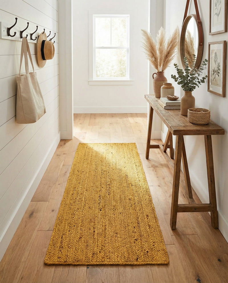 Woven Seaside Jute Collection Area Rug - Savannah (Yellow) Runner Yellow  lifestyle 50