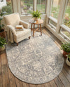 Seville Stripes Collection Area Rug -  Granada (Gray) Oval Gray  lifestyle 44