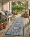 Tribal Terrace Treasures Collection Area Rug -  Incan Isle (Blue) Runner Blue  lifestyle 41