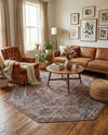 Vintage Memories Collection Area Rug -  Reverie Octagon Rust Red and Brown  lifestyle 46