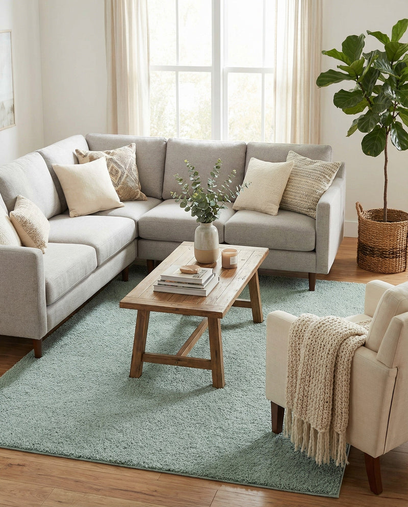 Cozy Comfort Shag Collection Area Rug - Haven (Sage Green) Rectangle Sage Green  lifestyle 7