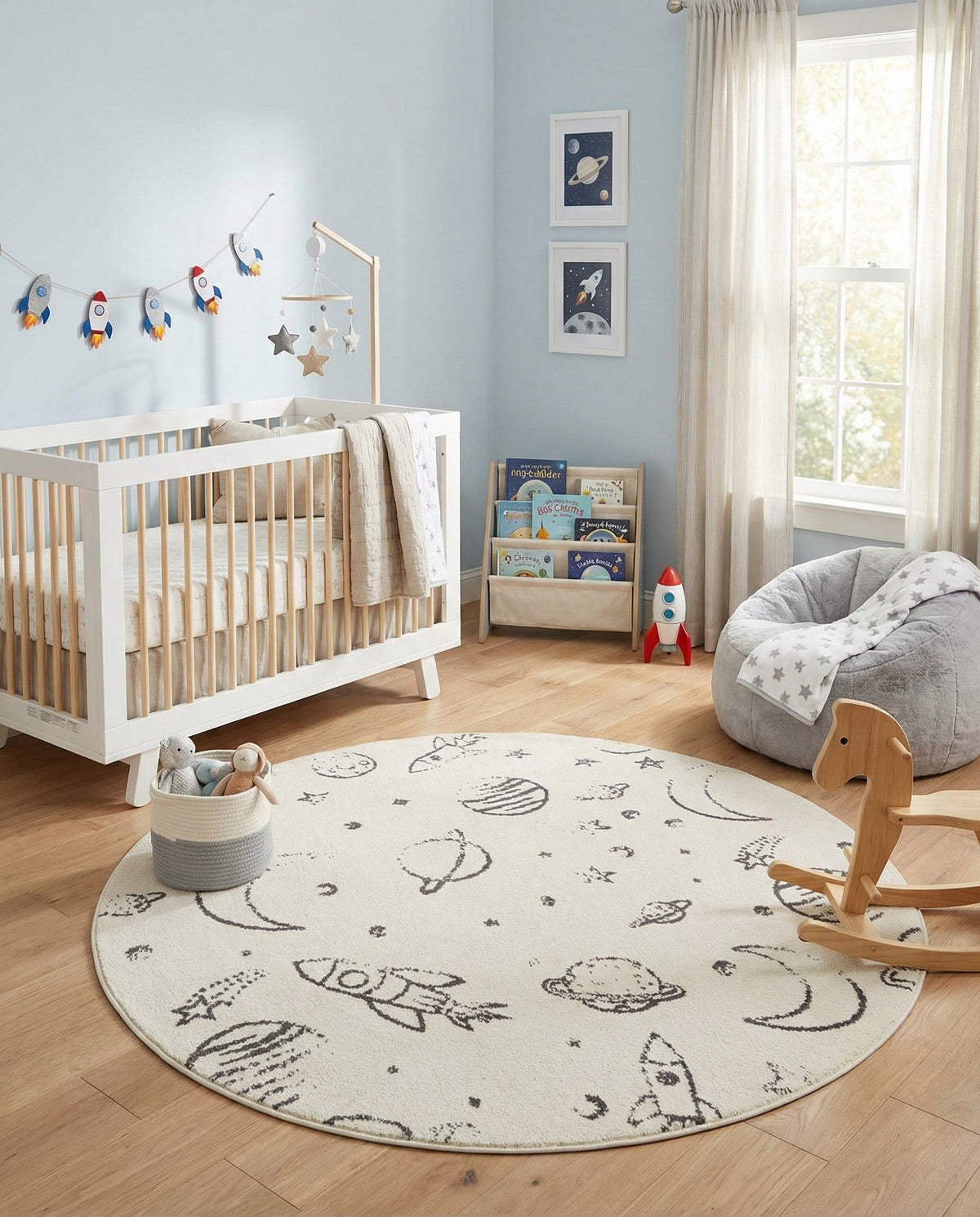 Wonder Tykes Collection Area Rug -  Jigsaw Round Ivory  lifestyle 84