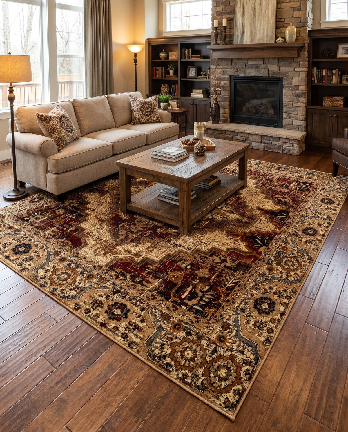 Neptune Elegance Collection Area Rug -  Naiad Rectangle Burgundy Beige  lifestyle 20