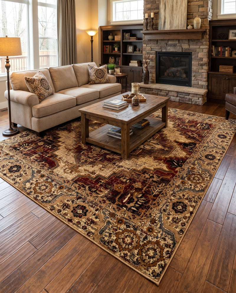 Neptune Elegance Collection Area Rug -  Naiad Rectangle Burgundy Beige  lifestyle 20