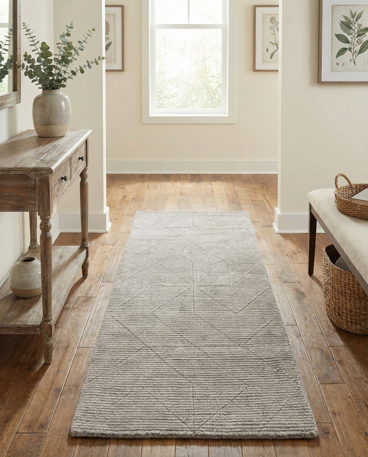 Nordic Loom Geometric Collection Area Rug - Oslo Runner Steel gray  lifestyle 142