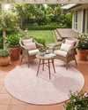 Garden Lattice Charm Collection Area Rug - Arbor (Pink) Round Pink  lifestyle 51