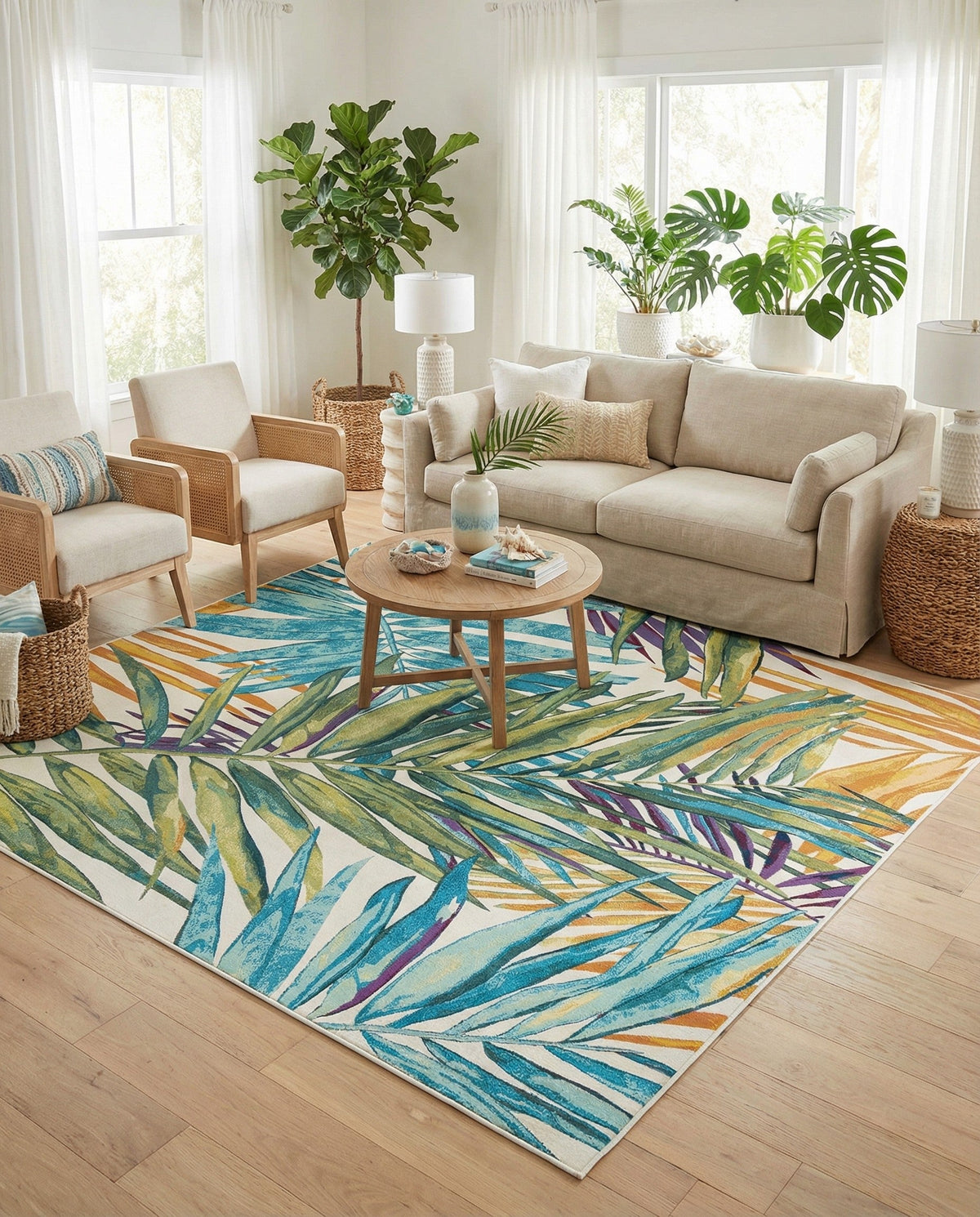 Seaside Blooms Collection Area Rug -  Arcadia Square Multi  lifestyle 114
